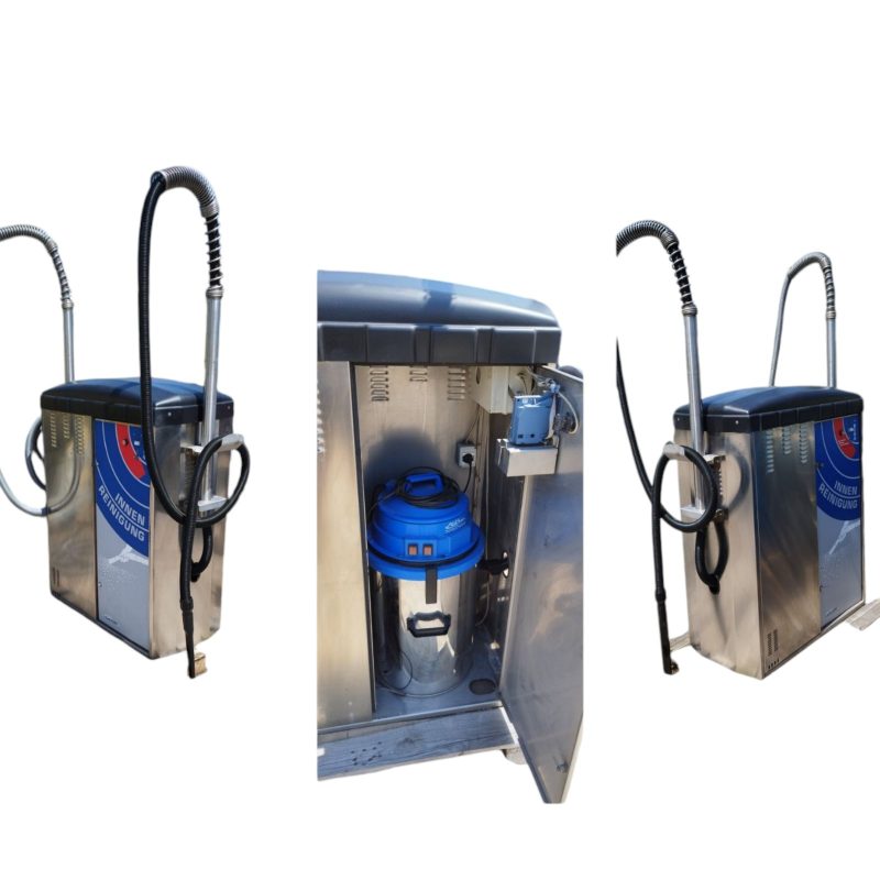 Прахосмукачка 2 поста на самообслужване турбинна, плюс препарат, x 2200W Инокс